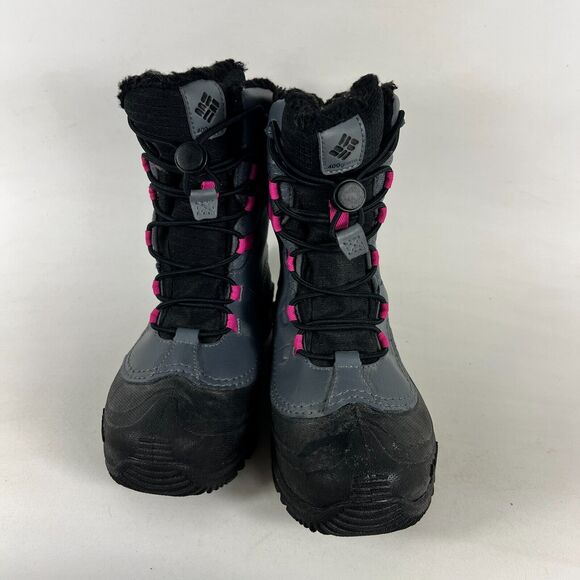 Columbia Bugaboot Celsius Snow Boots Kids 4 Gray Leather Lace Up Waterproof - Picture 4 of 9